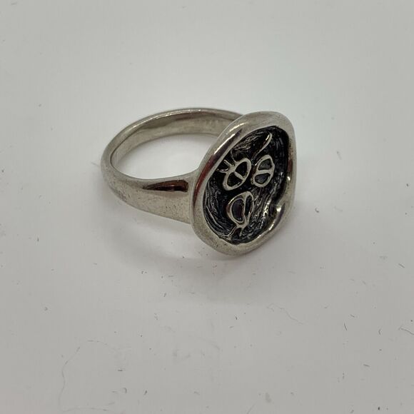 HAGIT GORALI HG Sterling Silver Vintage Israel Modernist Abstract Ring Size 7 - Picture 2 of 5